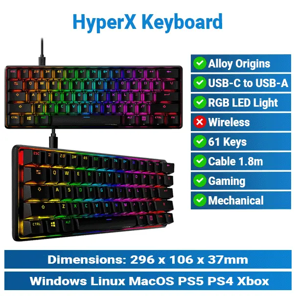 HyperX Alloy Origins 65 Wired Keyboard | Gaming Keyboard