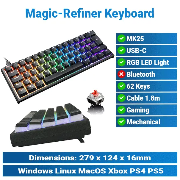 Magic-Refiner MK25 Black Wired Keyboard | Gaming Keyboard