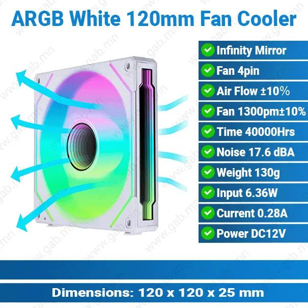 THERMALTAKE Shadow Transparent S White | Fan Cooler