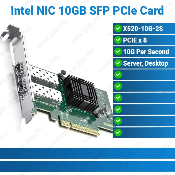 [23-061201] INTEL 10GB Dual SFP+ 2-Port PCIe Network Card | Network Card