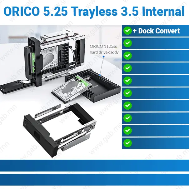 [11-915106] ORICO 5.25-inch Trayless 3.5-inch Internal 2.5-inch to 3.5-inch Dock Converter | Storage Adapter