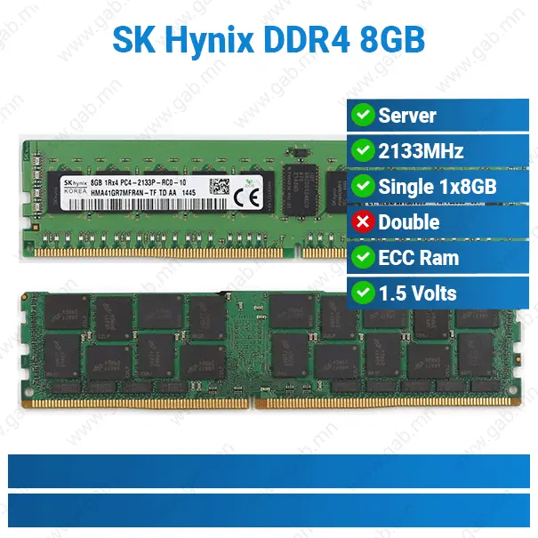 SK Hynix DDR4 8GB 2133MHz ECC REG | Server D4 RAM