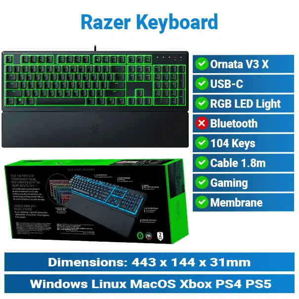 Razer Ornata V3 X Membrane Wired Keyboard | Gaming Keyboard
