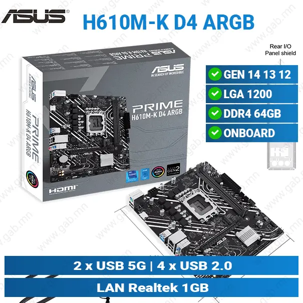 ASUS Prime H610M-K D4 ARGB LGA1700 | Desktop Motherboard