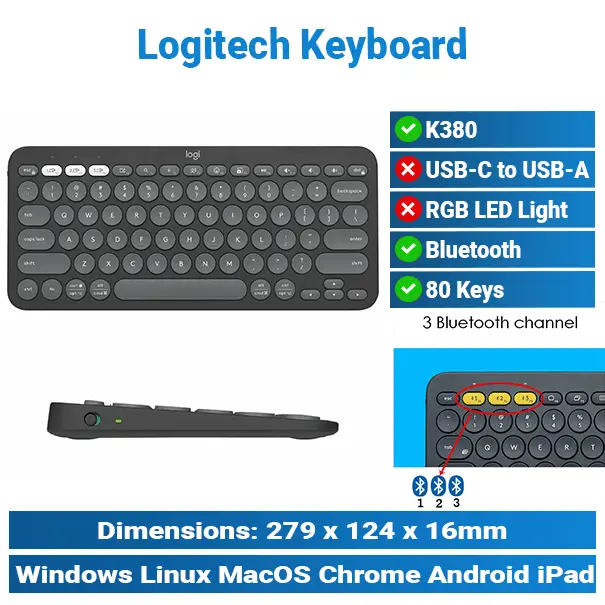 Logitech K380 Multi-Device Bluetooth Keyboard | Office Keyboard