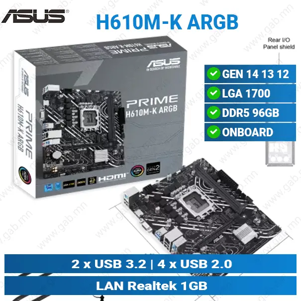 ASUS Prime H610M-K ARGB D5 LGA1700 | Desktop Motherboard