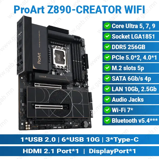 ASUS ProArt Z890-Creator WIFI D5 LGA1851 | Desktop Motherboard