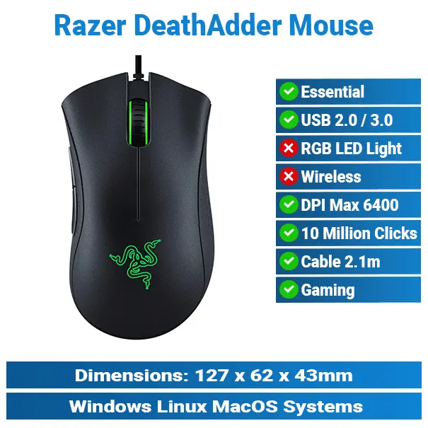 Razer DeathAdder Essential Wired Mouse | Gaming Mouse