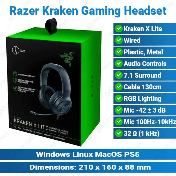 RAZER Kraken X Lite Essential Wired Headset | Gaming Headset