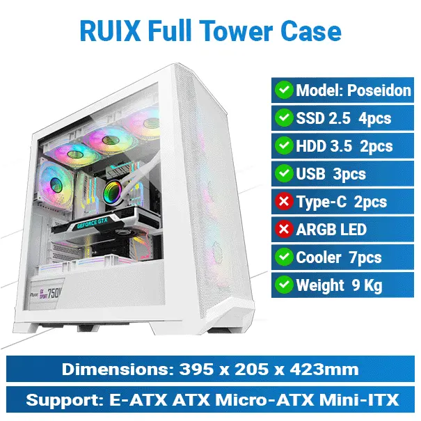 Ruix Poseidon White | Full-Tower Case