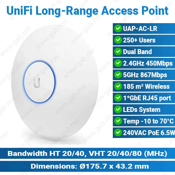 UBIQUITI UniFi AC LR 802.11ac Dual-Radio Long Range 2.4GHz 5GHz 1317Mbps Access Point | Access Point