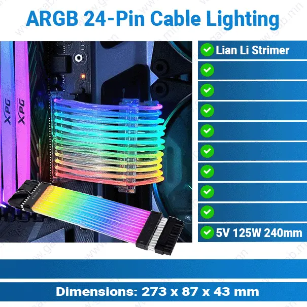 Strimer 24-Pin Power Cable Lighting | ARGB LED Light