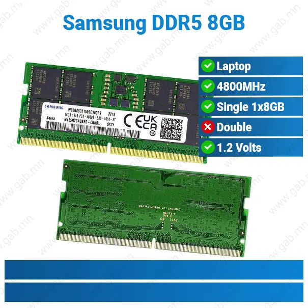 [#15'0035] DDR5 8GB 1Rx16 PC5-5600B Samsung | Laptop RAM