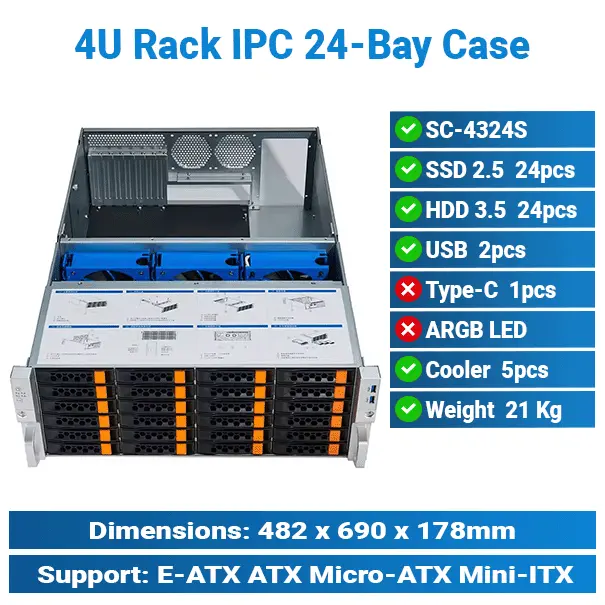 Rack 4U Drive Bays 3.5 x 24 | IPC 4U Case