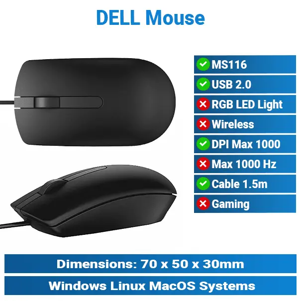 DELL MS116 Wired Mouse | Office Mouse