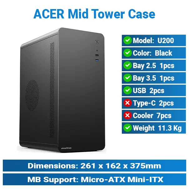 Acer U200 Black | Mini-Tower Case