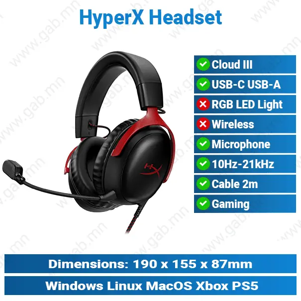 HyperX Cloud 3 Wired Headset | Gaming Headset